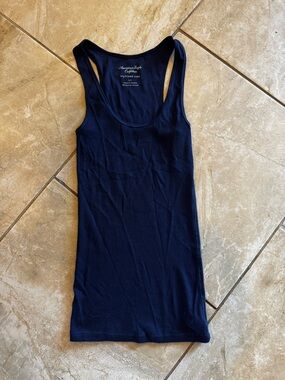 American Eagle Outfitters Navy Ribbed Boyfriend Tank